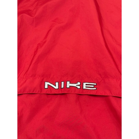 Vintage Y2K Nike Center Swoosh Mens Red Half Zip Hooded Windbreaker Jacket Large - Picture 11 of 15